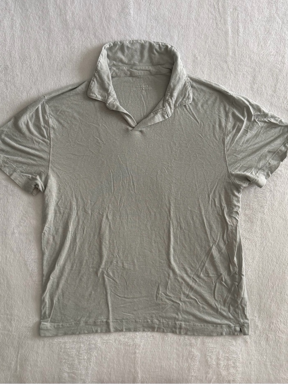 Abercrombie Fitch The Summer Linen Blend Polo Shirt Men's XL Light Green